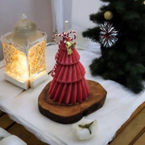 Mumzu Özel Tasarım Çan Detaylı Kırmızı Yılbaşı Ağacı Mum