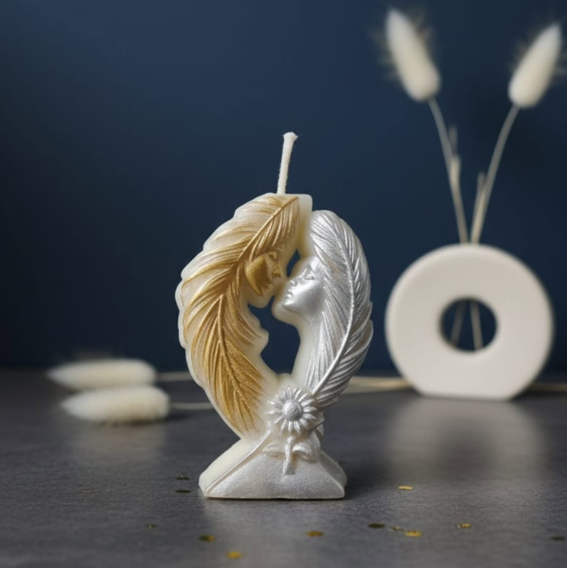 Sevgililer Günü mum hediyesi romantik çift figürlü özel tasarım dekoratif mum